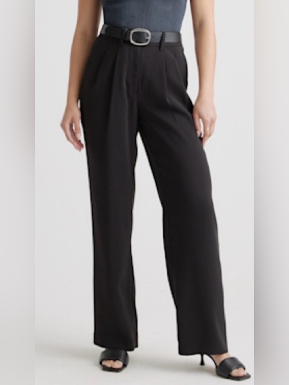 Quince stretch Crepe classic trouser pant in black